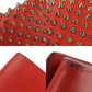 Christian Louboutin Long Wallet Purse 1175077 Calfskin, Leather Red Studded Long Wallet Purse Macaron Continental Women Used Authentic