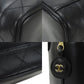CHANEL Cosmetics Pouch leather black Bicolole Vanity Women Used Authentic