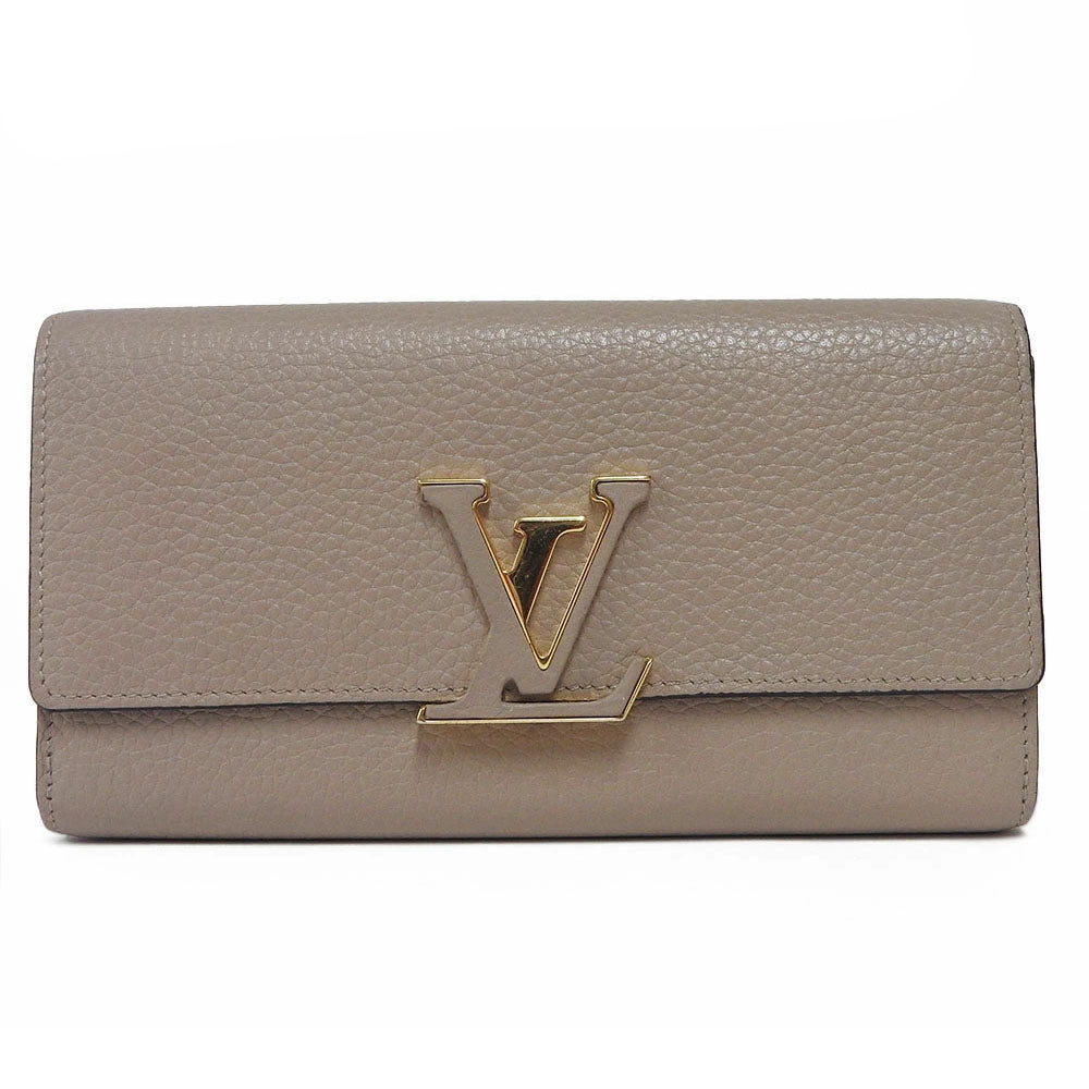 LOUIS VUITTON Long Wallet Purse M61249 leather beige Portefeuille Capsine Women Used Authentic
