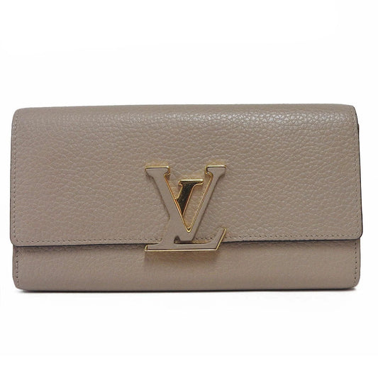 LOUIS VUITTON Long Wallet Purse M61249 leather beige Portefeuille Capsine Women Used Authentic
