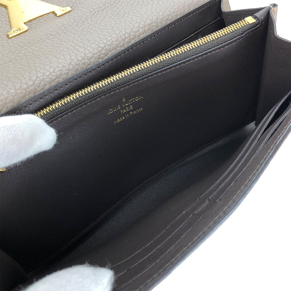LOUIS VUITTON Long Wallet Purse M61249 leather beige Portefeuille Capsine Women Used Authentic