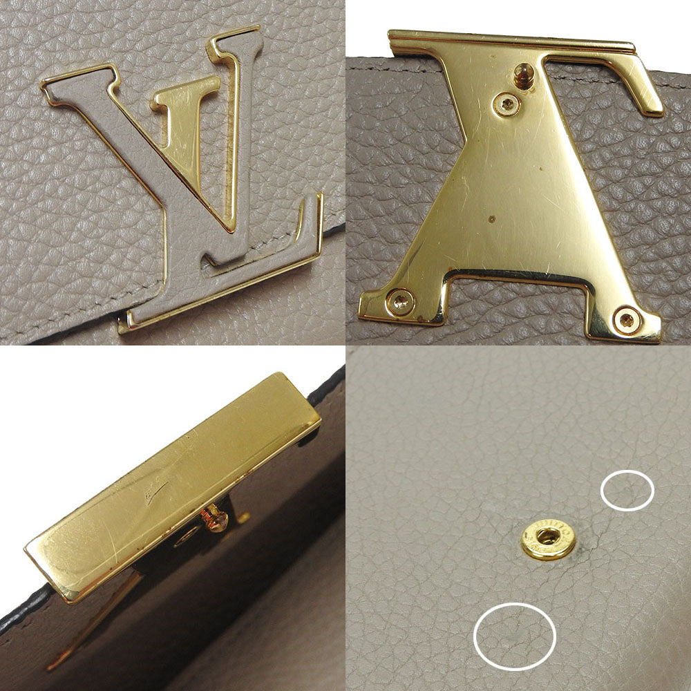 LOUIS VUITTON Long Wallet Purse M61249 leather beige Portefeuille Capsine Women Used Authentic