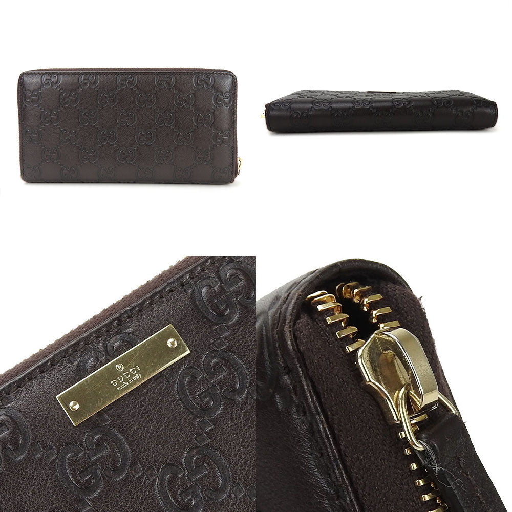 GUCCI Long Wallet Purse 307980 leather Brown mens(Unisex) Used Authentic
