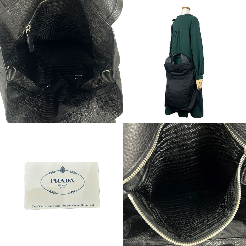 PRADA Tote Bag VA0679 Nylon black 2Way Tote Bag Large Women(Unisex) Used Authentic