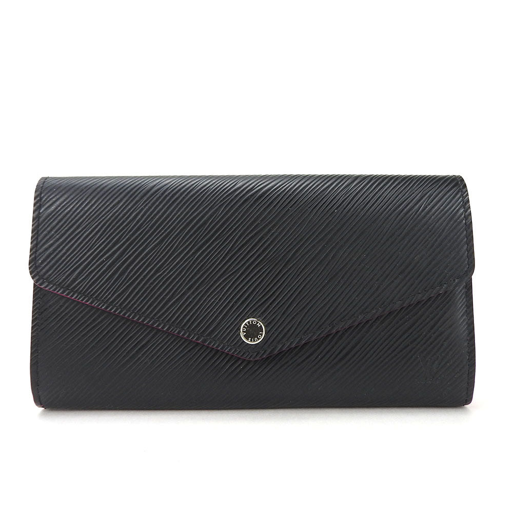 LOUIS VUITTON Long Wallet Purse M64322 Epi Leather Noir Portefeuille Sara Women Used Authentic