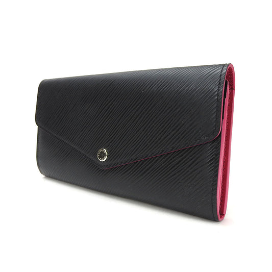 LOUIS VUITTON Long Wallet Purse M64322 Epi Leather Noir Portefeuille Sara Women Used Authentic