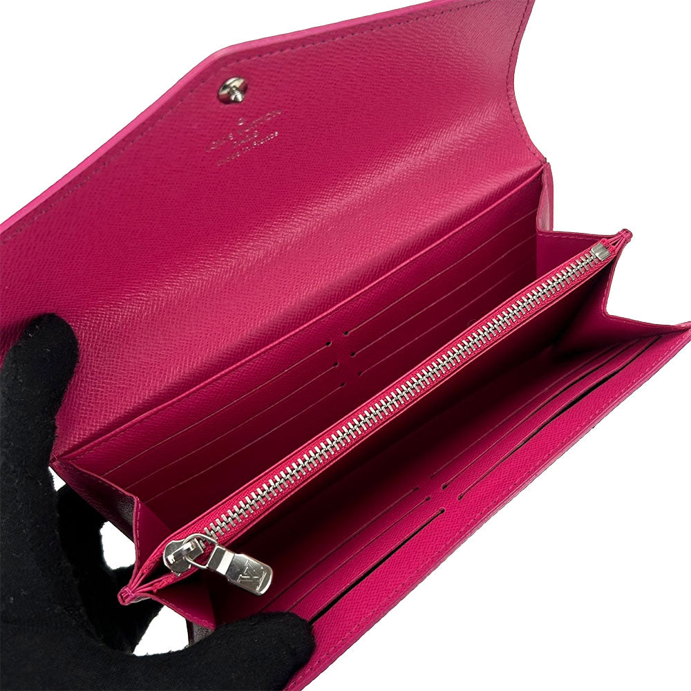 LOUIS VUITTON Long Wallet Purse M64322 Epi Leather Noir Portefeuille Sara Women Used Authentic