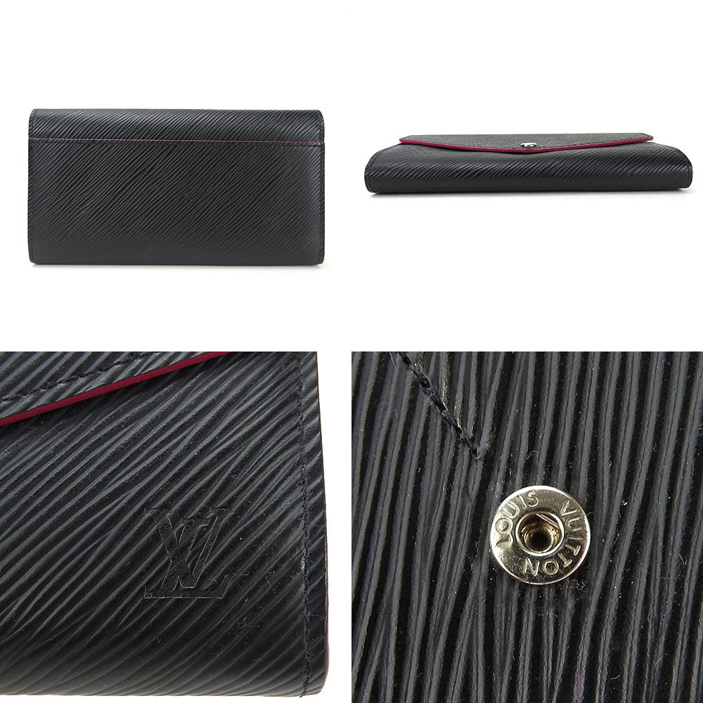 LOUIS VUITTON Long Wallet Purse M64322 Epi Leather Noir Portefeuille Sara Women Used Authentic