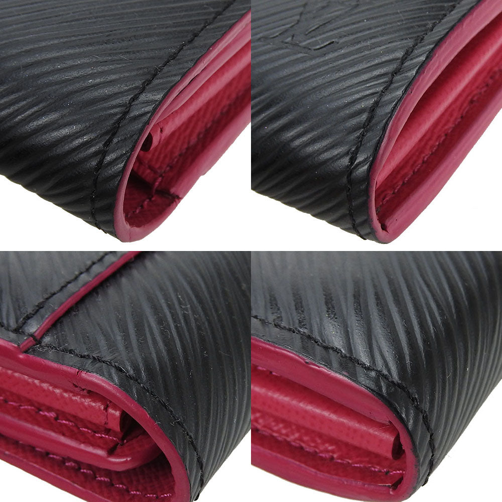 LOUIS VUITTON Long Wallet Purse M64322 Epi Leather Noir Portefeuille Sara Women Used Authentic