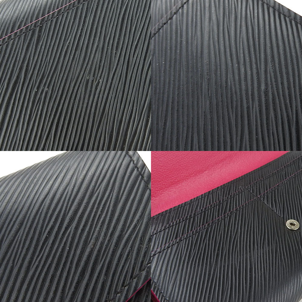 LOUIS VUITTON Long Wallet Purse M64322 Epi Leather Noir Portefeuille Sara Women Used Authentic