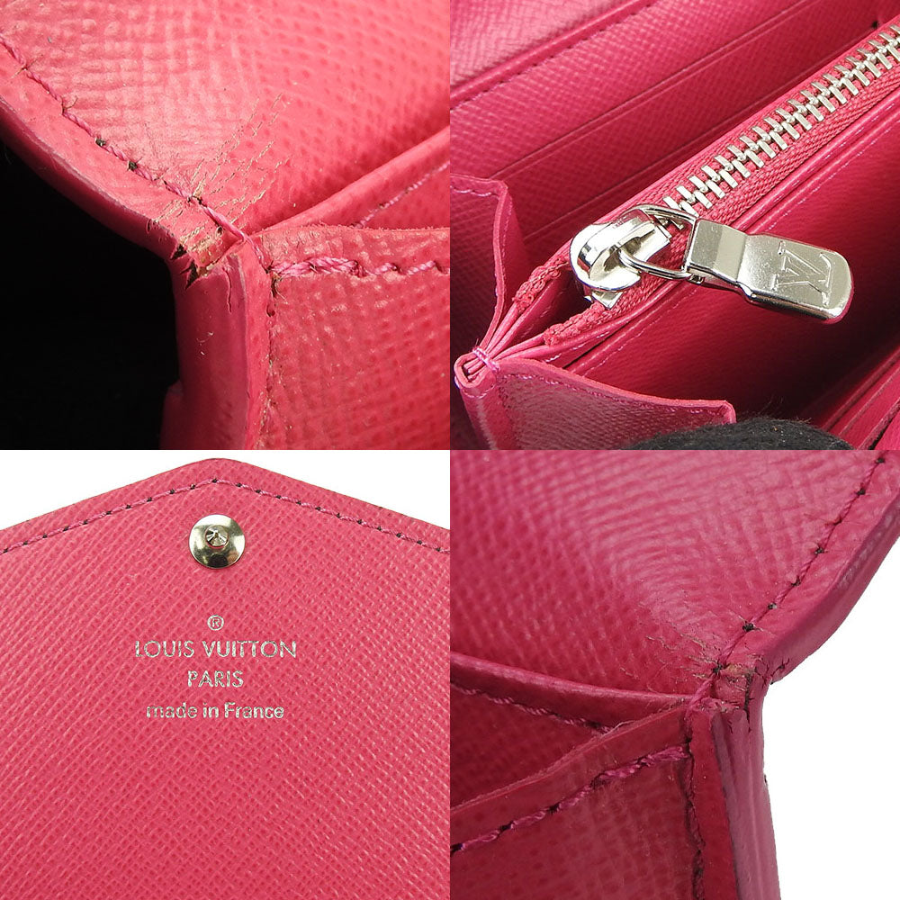 LOUIS VUITTON Long Wallet Purse M64322 Epi Leather Noir Portefeuille Sara Women Used Authentic