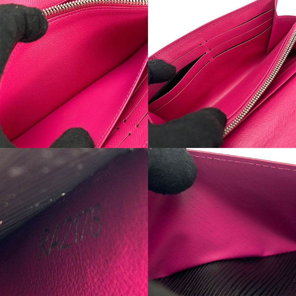 LOUIS VUITTON Long Wallet Purse M64322 Epi Leather Noir Portefeuille Sara Women Used Authentic