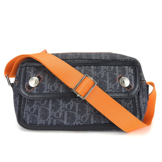Dior Shoulder Bag denim black Flight line Women Used Authentic