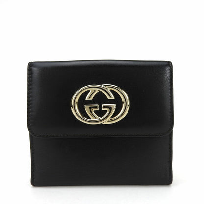 GUCCI Bifold Wallet 162759 leather black Women Used Authentic