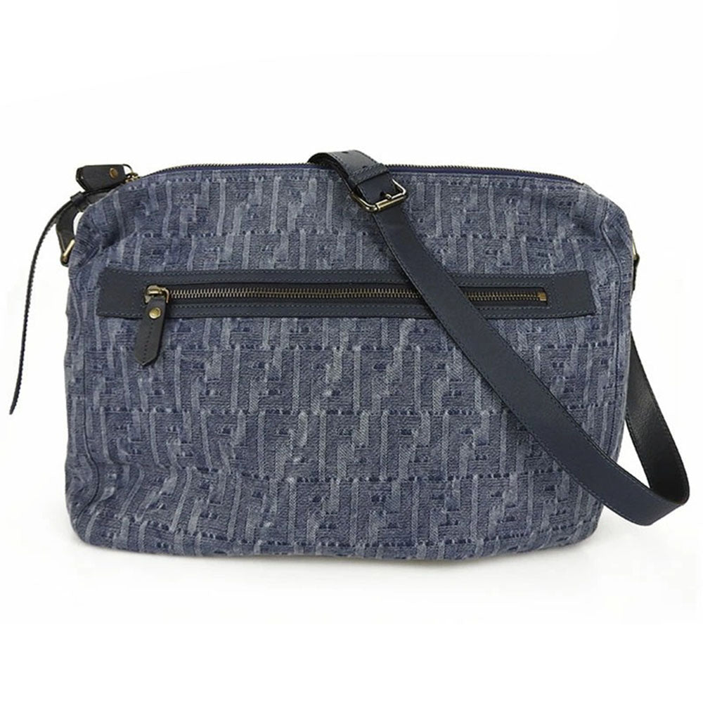 FENDI Shoulder Bag 7VA226 Denim, Leather blue Women Used Authentic