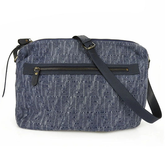 FENDI Shoulder Bag 7VA226 Denim, Leather blue Women Used Authentic