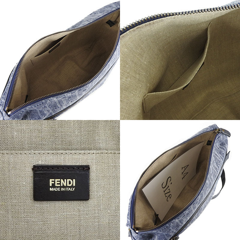 FENDI Shoulder Bag 7VA226 Denim, Leather blue Women Used Authentic