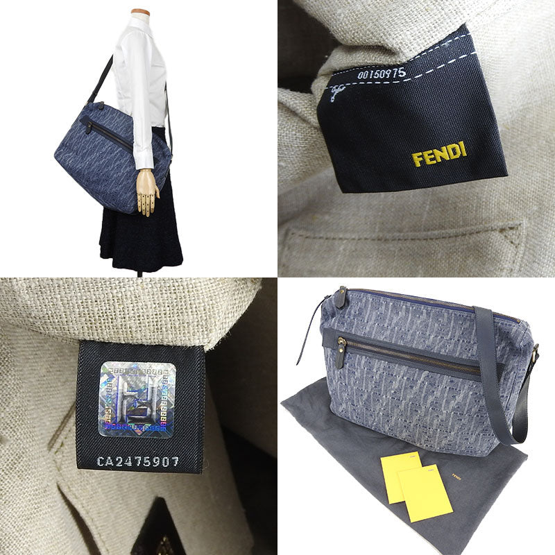 FENDI Shoulder Bag 7VA226 Denim, Leather blue Women Used Authentic