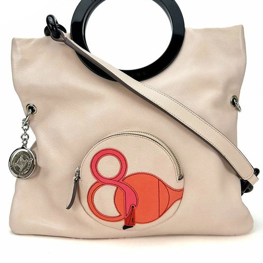 CELINE Handbag leather beige Cruise line Women Used Authentic