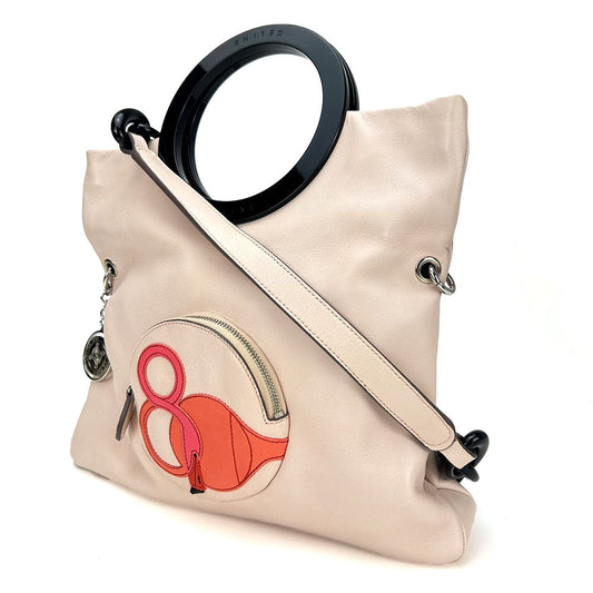 CELINE Handbag leather beige Cruise line Women Used Authentic