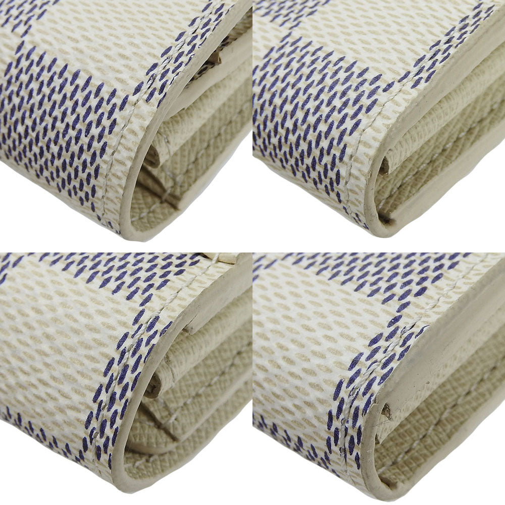LOUIS VUITTON Long Wallet Purse N63208 Damier Azur white Portefeuille Sarah Women Used Authentic