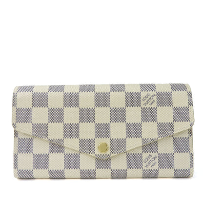 LOUIS VUITTON Long Wallet Purse N63208 Damier Azur white Portefeuille Sarah Women Used Authentic
