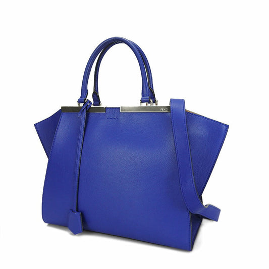 FENDI Handbag 8BH279 leather Blue type Trois Jules Women Used Authentic
