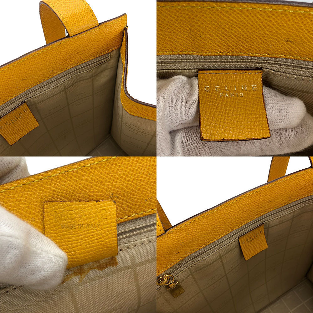 CELINE Shoulder Bag leather yellow Women Used Authentic