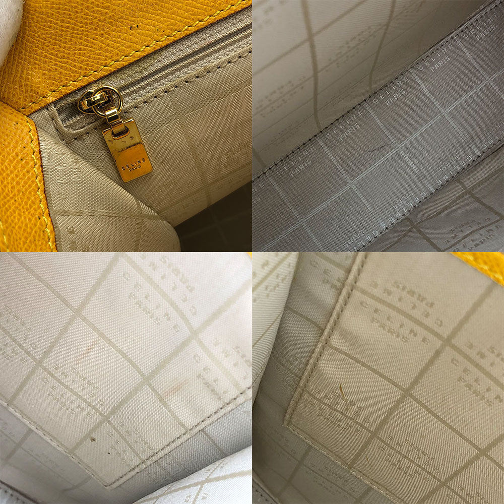 CELINE Shoulder Bag leather yellow Women Used Authentic