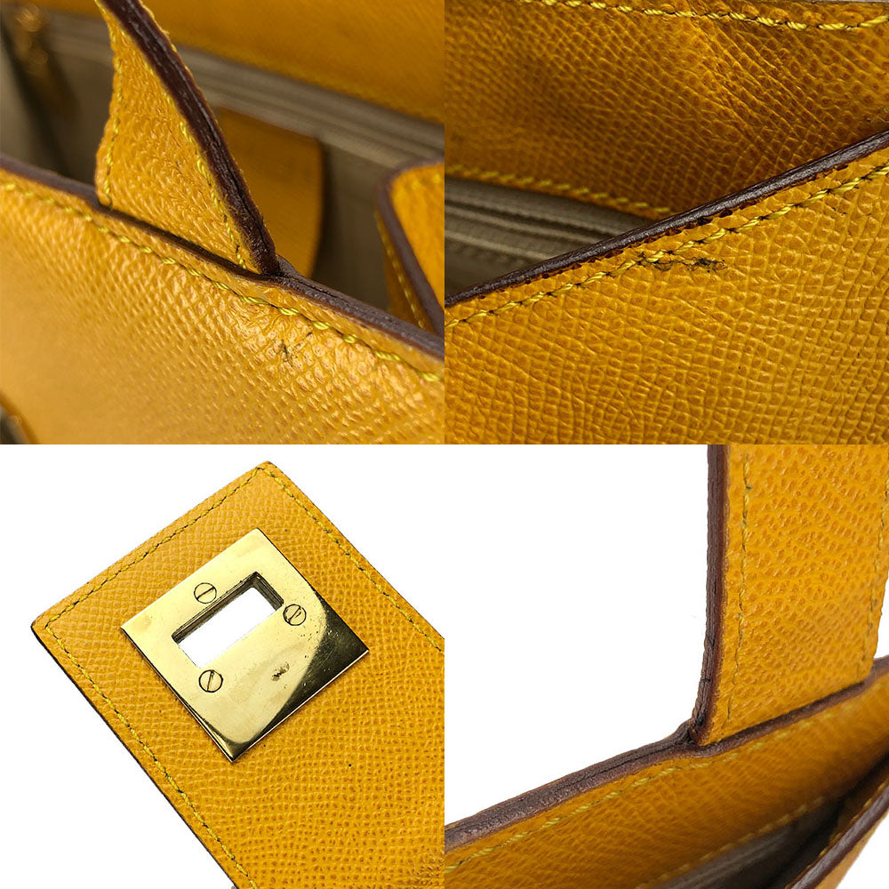 CELINE Shoulder Bag leather yellow Women Used Authentic