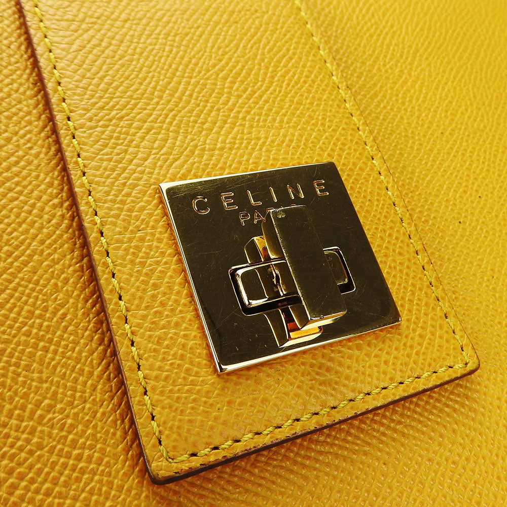 CELINE Shoulder Bag leather yellow Women Used Authentic