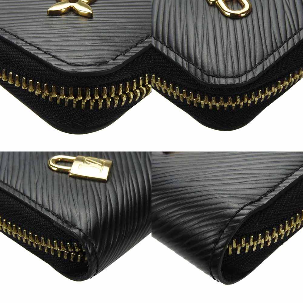LOUIS VUITTON Long Wallet Purse M63991 Epi Leather Noir Love Lock Zippy Wallet Women Used Authentic