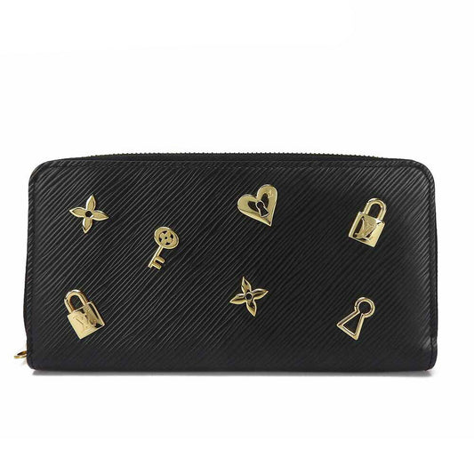 LOUIS VUITTON Long Wallet Purse M63991 Epi Leather Noir Love Lock Zippy Wallet Women Used Authentic