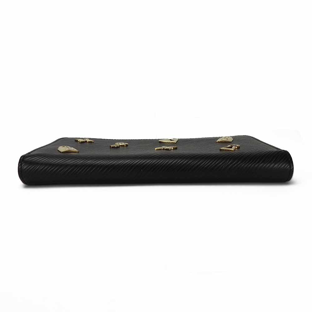 LOUIS VUITTON Long Wallet Purse M63991 Epi Leather Noir Love Lock Zippy Wallet Women Used Authentic