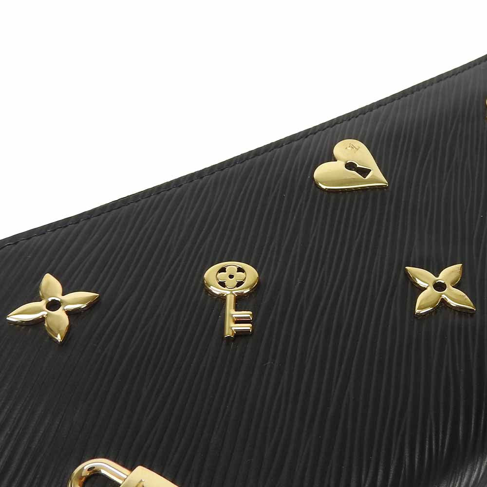 LOUIS VUITTON Long Wallet Purse M63991 Epi Leather Noir Love Lock Zippy Wallet Women Used Authentic