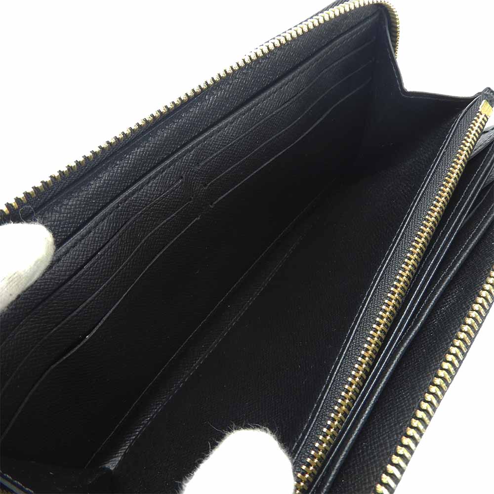 LOUIS VUITTON Long Wallet Purse M63991 Epi Leather Noir Love Lock Zippy Wallet Women Used Authentic