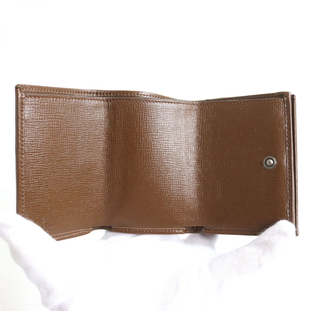 GUCCI Tri-fold wallet Main: Canvas, Part: Leather Beige x brown mens Used Authentic