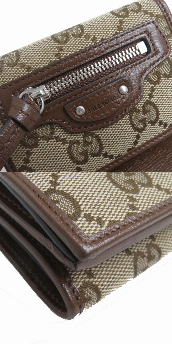 GUCCI Tri-fold wallet Main: Canvas, Part: Leather Beige x brown mens Used Authentic