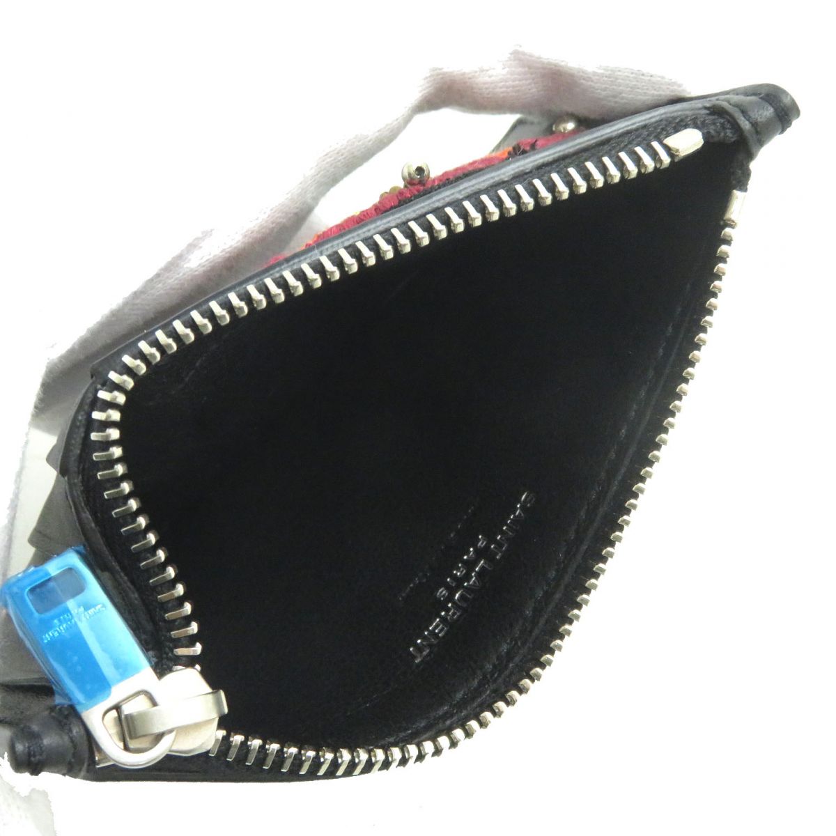 SAINT LAURENT Coin case Main: Leather black mens Used Authentic