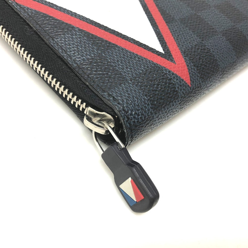 LOUIS VUITTON Long Wallet Purse N64013 Damier Cobalt Canvas Navy type America's Cup 2017 Limited Zippy Organizer mens Used Authentic
