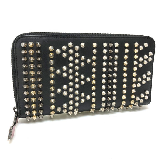 Christian Louboutin Long Wallet Purse 3145073 leather black Panettone spike studs Women Used Authentic