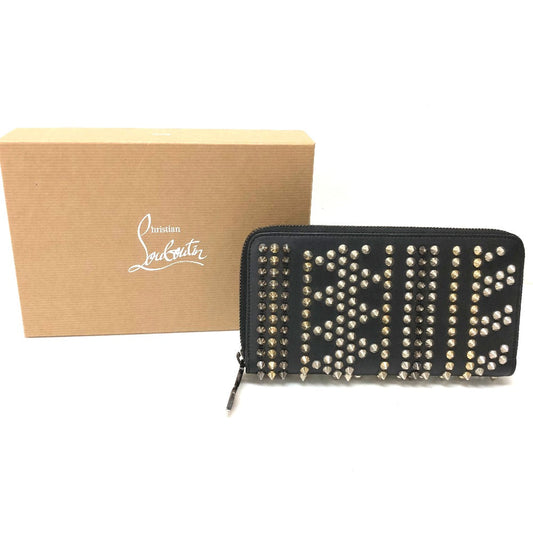 Christian Louboutin Long Wallet Purse 3145073 leather black Panettone spike studs Women Used Authentic
