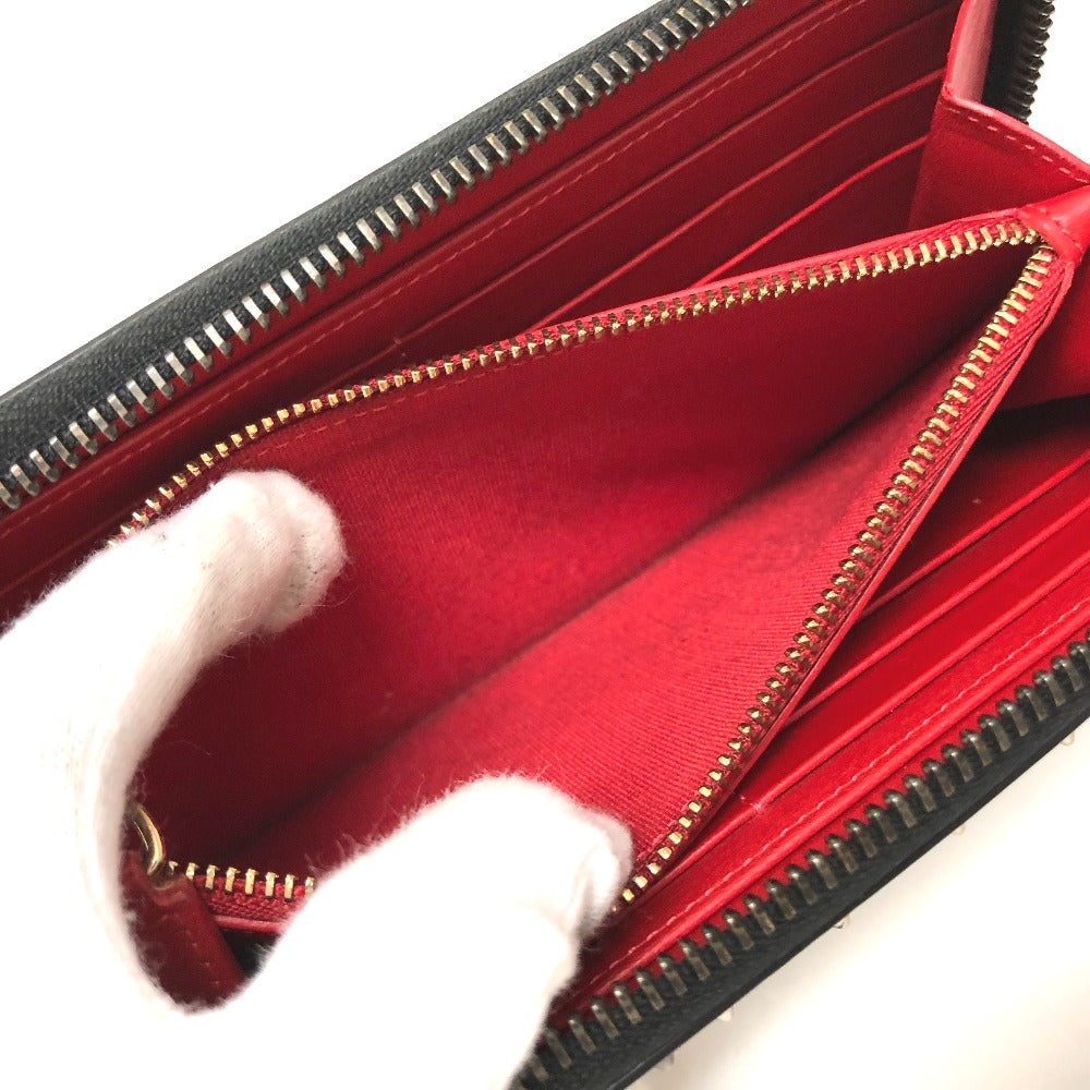 Christian Louboutin Long Wallet Purse 3145073 leather black Panettone spike studs Women Used Authentic
