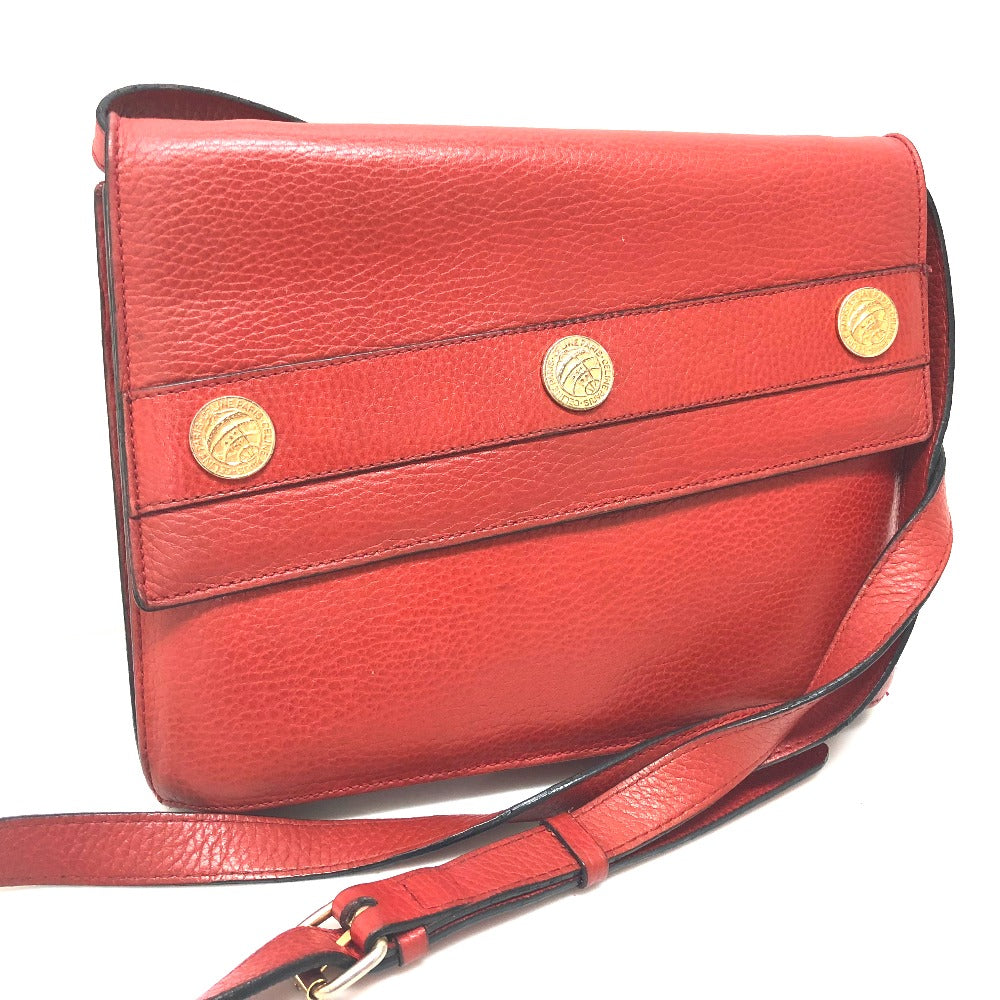 CELINE Shoulder Bag leather Red Crossbody bag vintage Women Used Authentic
