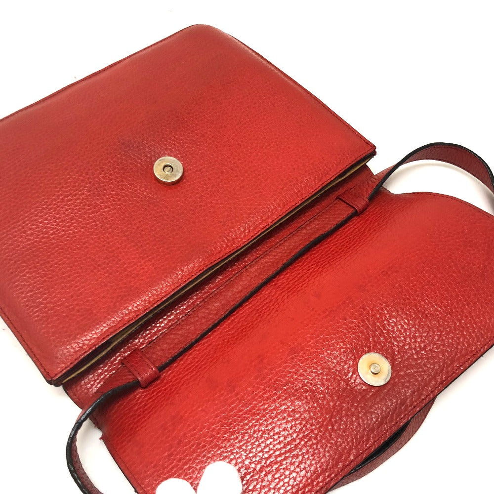 CELINE Shoulder Bag leather Red Crossbody bag vintage Women Used Authentic