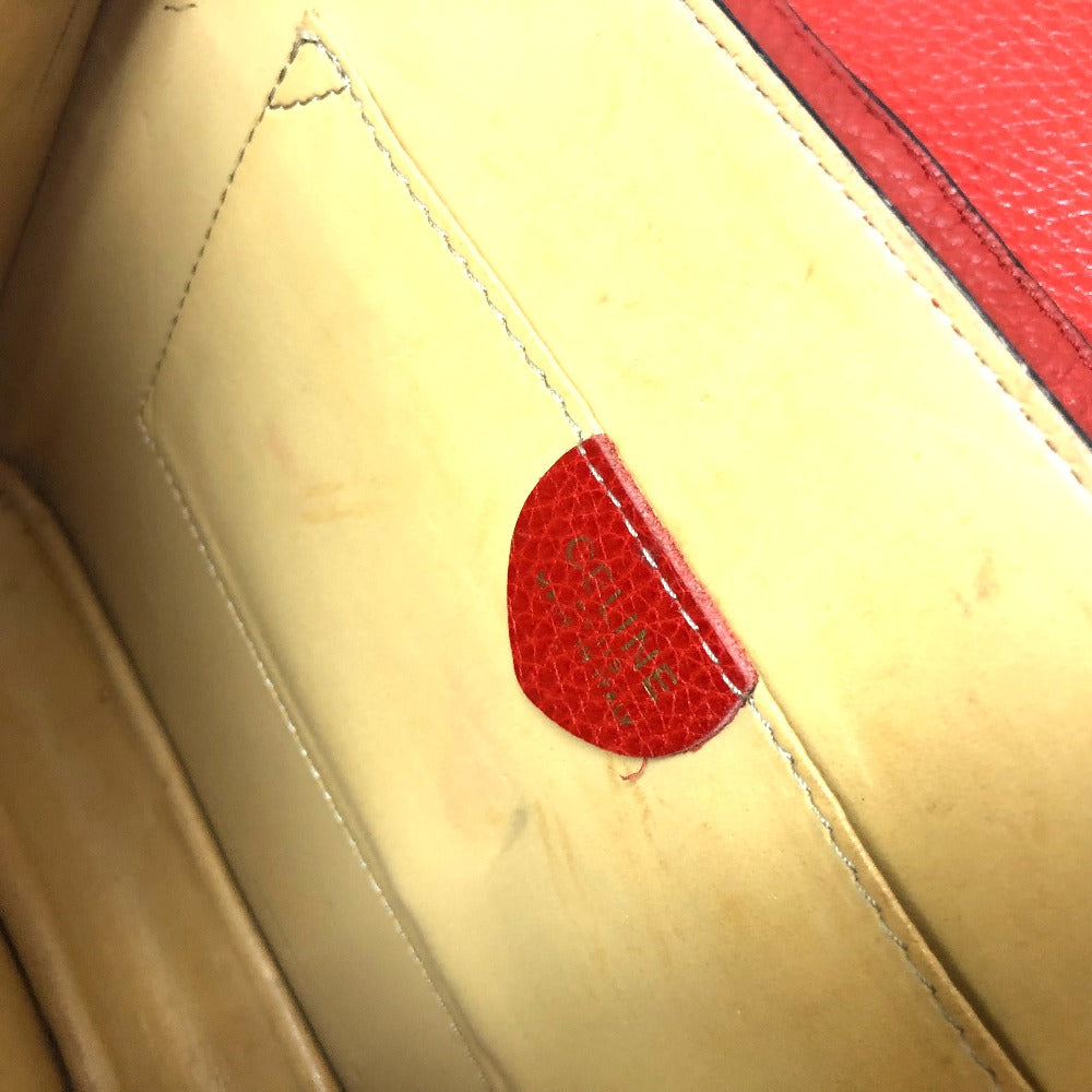 CELINE Shoulder Bag leather Red Crossbody bag vintage Women Used Authentic