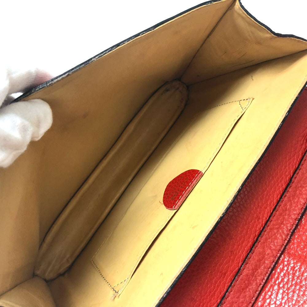 CELINE Shoulder Bag leather Red Crossbody bag vintage Women Used Authentic