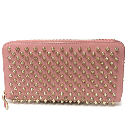 Christian Louboutin Long Wallet Purse 1165065 leather pink Panettone spike studs Women Used Authentic