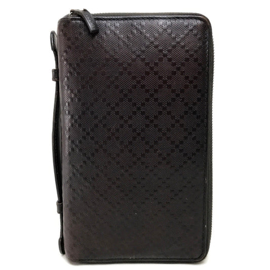 GUCCI Long Wallet Purse 269883 leather Dark brown Diamante Travel case unisex(Unisex) Used Authentic