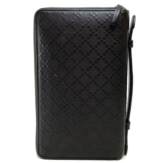 GUCCI Long Wallet Purse 269883 leather Dark brown Diamante Travel case unisex(Unisex) Used Authentic
